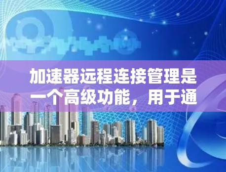 加速器远程连接管理是一个高级功能，用于通过互联网管理加速器的连接，如设置端口、IP地址、流量等。以下是对该功能的详细说明